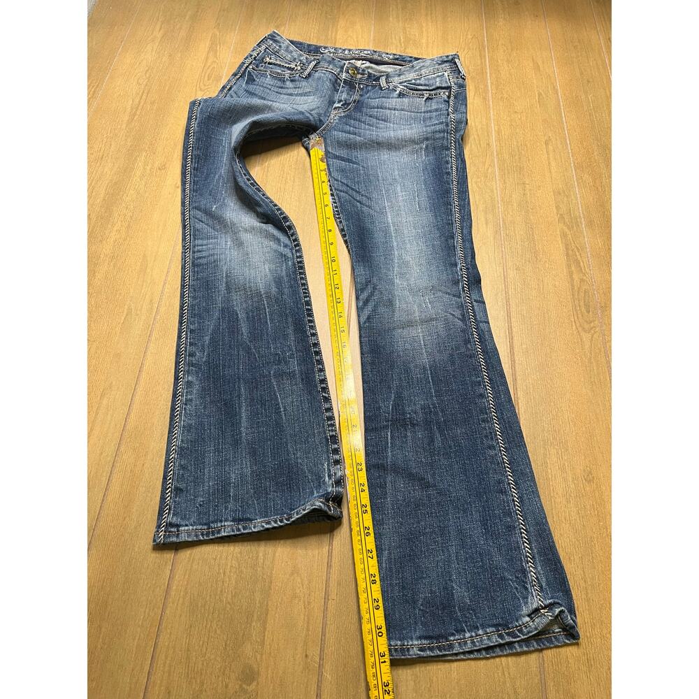 Express Jeans Women’s Sz 8r boot Low rise Distressed Embroidered Y2K 30x31 - Picture 8 of 13